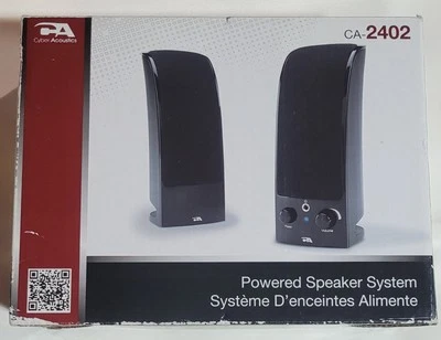CA-2402 Cyber Acoustics 2.0 Powered Speaker System, Black 646422002262 - Image 1 of 4