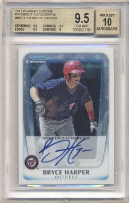 Bryce Harper 2011 Bowman Chrome BCP111 Rookie RC Auto BGS 9.5/10 GEM MINT - Image 1 of 2