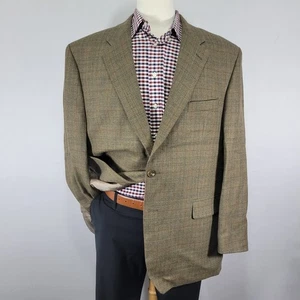 CHAPS Men's Flannel Sport Coat Blazer Two Button Herringbone Plaid Wool 48R - Picture 1 of 17