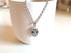 Sweet Crystal Owl Charm Pendant Silver Tone Necklace