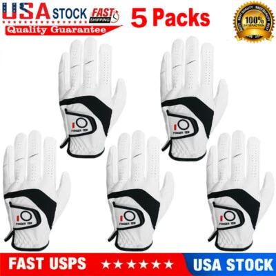 Men Golf Gloves Left Hand Right 5 Pack Leather Grip Soft Fit XL M L Large Medium - Image 1 of 4
