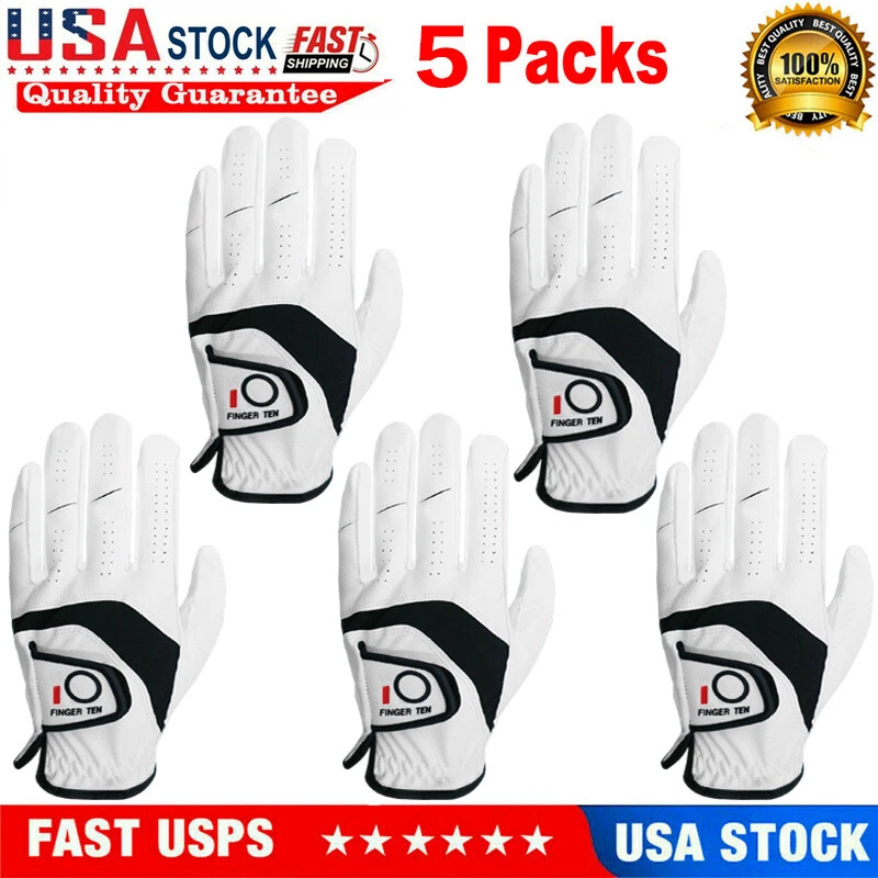 Men Golf Gloves Left Hand Right 5 Pack Leather Grip Soft Fit XL M L Large Medium - Image 1 of 4
