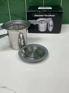 NIB Ohtomber Stainless Steel Tea Infuser Metal Cup Strainer w/ Dual Function Lid - Picture 1 of 9