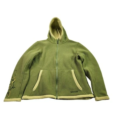 Marmot Womens M Medium Full Zip Fleece Hooded Sweater Green - Image 1 of 4