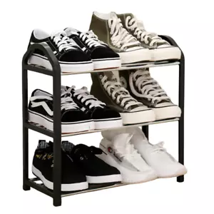 3 TIER SHOE RACK Stand Storage Organiser Compact SPACE SAVE Shelf - Picture 1 of 5