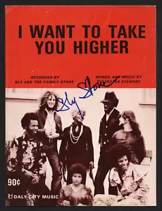 SLY STONE Firmato Autografato 9x12 Spartiti I WANT TO TAKE YOU HIGH - PSA - Foto 1 di 2