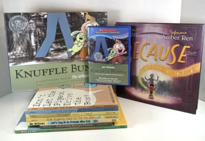 Lot of 10 MO WILLEMS Book Collection~The Pigeon books~Knuffle Bunny~Because+DVD - Image 1 of 4