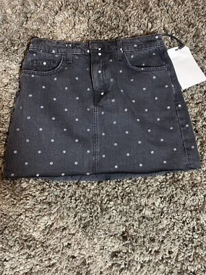 NWTS Women’s Current Elliott Black Polka Dot Denim Mini Skirt Size 28 $228 - Image 1 of 4