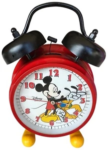 The Disney Store Mickey Mouse & Goofy Red Quartz Clock 7" Tall (TESTED-WORKS) - Picture 1 of 16