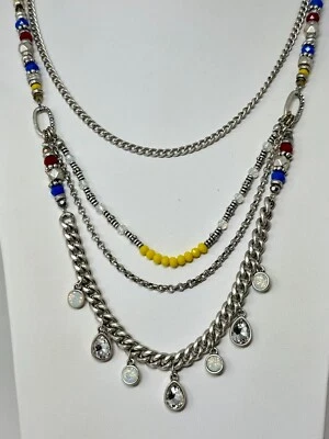 Collar PD Premier Designs JESS Colorido Tono Plateado Multihilo 18"-26" Foto 1 de 4