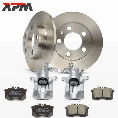2x Bremssattel 2x Bremsscheiben 4x Beläge Hinten Ø232mm für Audi A3 VW Golf 4 - Bild 1 von 4
