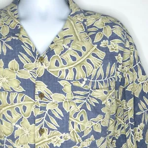 Camisa Breakwater para Hombre XL Aloha Azul Hawaiano Beige Floral Ti Hojas Hibisco - Imagen 1 de 7