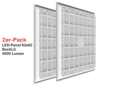 LED Panel 62x62cm 40W 2er-Pack BackLit Deckenleuchte 4000 Lumen inkl. Trafo - Bild 1 von 4