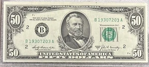 1969 New York B Note $50 Dollar Bill 50BL86 - Picture 1 of 2