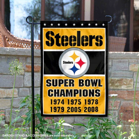 Pittsburgh Steelers 6 Time Super Bowl Champions Garden Flag and Yard Banner Cover