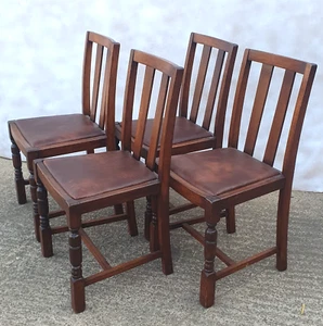 Set Of 4 Vintage Art Deco Style Oak Chairs - Picture 1 of 9