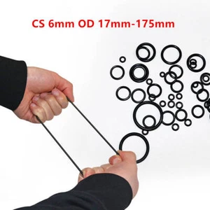 Silicone Ring Black Silicon Gasket Food Grade Rubber O-ring CS 6mm OD 17mm-175mm - Picture 1 of 15