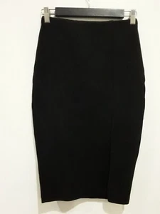 Valleygirl Pencil Skirt Womens Size Small Black Front Split Stretch Casual - Picture 1 of 12