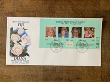 FIJI 1998 FDC PRINCESS DIANA MEMORIAM MINISHEET