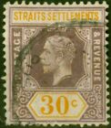 Straits Siedlungen 1921 30c Matte Lila & Orange SG235 Gefärbt I Gut Gebraucht