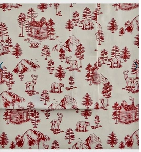 Cuddl Duds QUEEN Size 4 pc soft Flannel sheet set - Red Lodge Cabin Toile - New - Picture 1 of 2