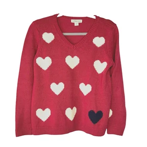 Coldwater Creek Petite Womens Size PS Petite Small V-Neck Heart Pullover Sweater - Picture 1 of 9