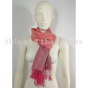 PASHMINA SCHAL TUCH PAREO STOLA KOPFTUCH CASHMERE LACH ROT DUNKEL KORALLE #S152 - Bild 1 von 4