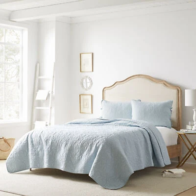 Laura Ashley Felicity Quilt Set 3PC 100% Cotton Reversible Natural Breathable - Image 1 of 4