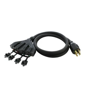 5ft Power Distribution Cord NEMA L14-30 Plug to 4 Household Outlets by AC WORKS® - Picture 1 of 6