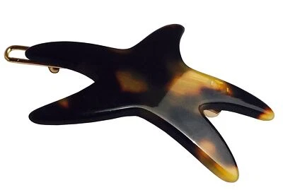 French Amie Star Small Celluloid Handmade Hair Slide Barrette With Snap Clips - Image 1 of 4