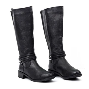 White Mountain Women Lillymae Black Faux Leather Riding Wide Calf Boots sz 9W WC - Picture 1 of 8