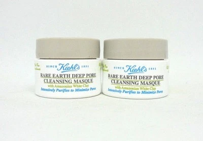 Lot / 2 Kiehl's Rare Earth Deep Pore Cleansing Masque ~ 0.5 oz / 14 ml ~ - Image 1 of 3