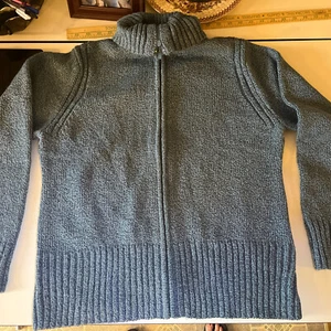 Carolyn Taylor Zip Up Sweater Women’s Large Light Blue Long Sleeves High Neck - Picture 1 of 11