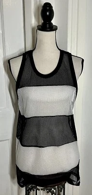 Топ безрукавка Young & Reckless в черно-белую полоску размер Small Y2k 2000-е 2010-е - Изображение 1 из 3