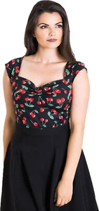 Hell Bunny CHERRY PIE 50s Kirschen SWEETHEART Träger OBERTEIL Top Rockabilly - Bild 1 von 4