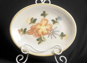 Louisville Stoneware Serving Platter Hand Painted Country Flowers Gold Accents - Picture 1 of 3