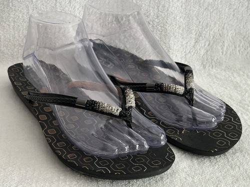 Sandali donna Clarks infradito infradito perizoma piatto marrone cool cinturino con perline US 7 5