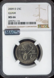 2009-D Guam Quarter NGC MS66 Business Quality - Picture 1 of 2