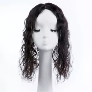 Mono Base Curly 100% Remy Echthaar Clip in Topper Haarteil Cover Haarausfall - Bild 1 von 12