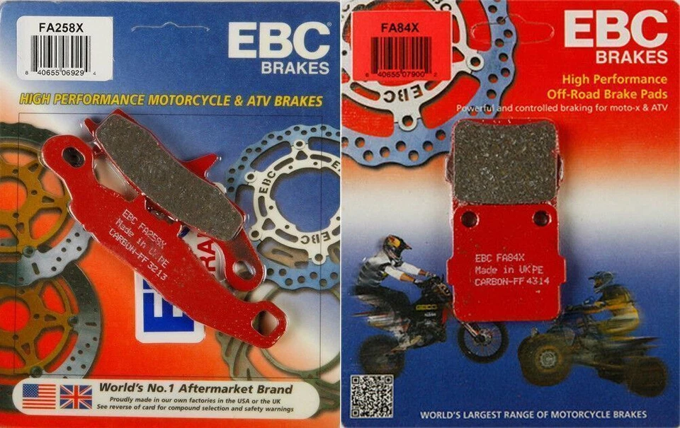 EBC carbon X front & rear brake pad set - 1997-on Kawasaki KX80, KX85, KX100 - Image 1 of 1