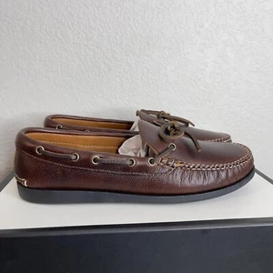 Quoddy Canoe Shoes Loafer Brown Pebble Leather Slip On Vibram Sole Men's 10 US - Picture 1 of 10