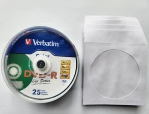 25 PK Spindle -New Sealed Verbatim Color DVD-R 16X 4.7GB 120Min +25 DVD Sleeves - Picture 1 of 1