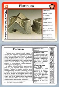 Platinum #8.2 - Minerals - Treasures Of The Earth Grolier Card - Picture 1 of 1