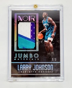 PRIME JUMBO #/5 GAME USED PATCH 2016-17 Panini Noir LARRY JOHNSON HORNETS SP NBA - Picture 1 of 2