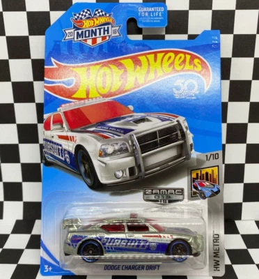 *ZAMAC* Hot Wheels 2018 Mainline HW Metro Silver Dodge Charger Drift #13 1/64 Foto 1 de 4