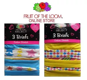 Fruit of the Loom Girls Briefs Cotton Stretch Assorted Colors 3pk or 6pk - Picture 1 of 5