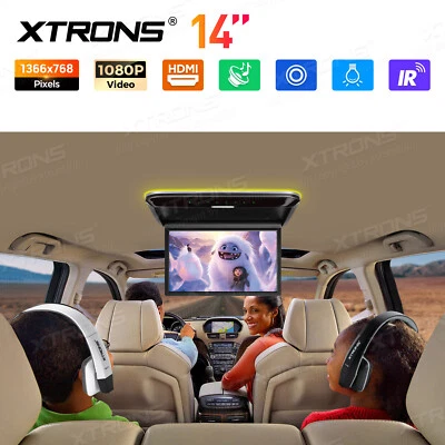 14" FHD Car TV Roof Flip Down Monitor 1080P Video Stereo Speakers HDMI AV-IN FM - Image 1 of 4