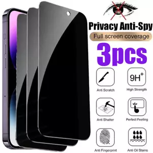 Privacy Tempered Glass for iPhone 16E 16 15 14 13 12 11 Pro Max Screen Protector - Picture 1 of 15