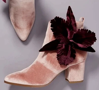 Nuevo Cecelia NY x Anthropologie MIRAH 7.5 Rosa Terciopelo Cuero Cremallera Botines Foto 1 de 4