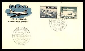 MayfairStamps Iceland FDC 1959 40 Years of Flight Dual First Day Cover aad_98767